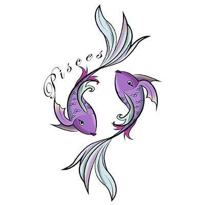 Pisces designs Fake Temporary Water Transfer Tattoo Stickers NO.10132